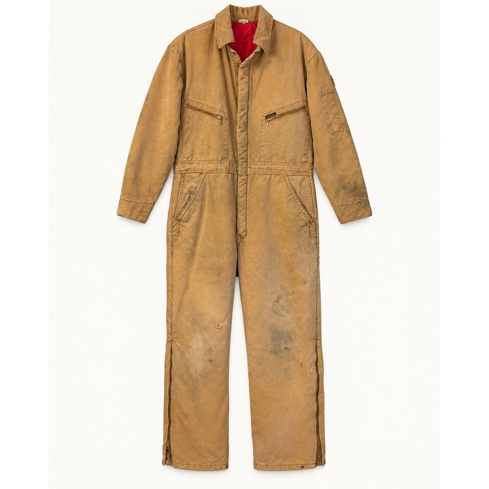 Dickies Insulated Coveralls 42/44 Long Brown Red Lined Workwear